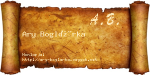 Ary Boglárka névjegykártya